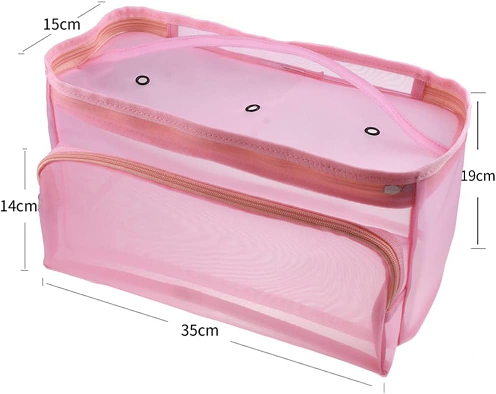 EXCEART Pink Yarn Tote Bag Knitting Tool Storage Mesh Organizer Case