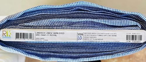Kaufman Limerick Linen Yarn Dyed Tiny Checks Royal, Fabric by the Yard