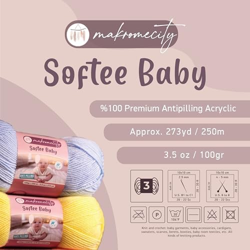Makromecity Softee Baby Yarn,%100 Premium Anti-Pilling Acrylic