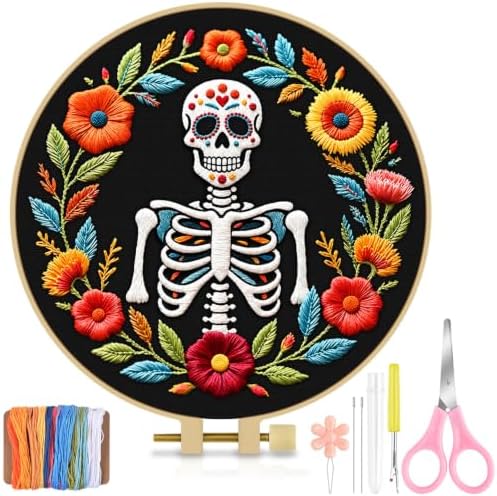 TINDTOP Embroidery Kit for Adult Beginners, Skeleton A