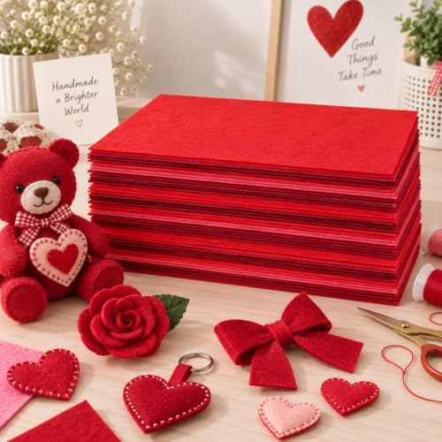 30Pcs Stiff Felt Sheets, 1mm Thick Felt Fabric Squares for Sewing &