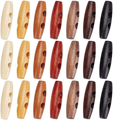 GORGECRAFT 70Pcs Oval Wooden Buttons Wood Horn Toggle Buttons
