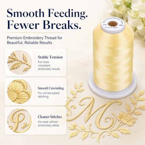 Simthread 5500Yds Embroidery Thread, 5000M High-Yardage 40WT 100%
