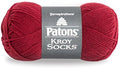 Patons Kroy Socks Yarn - (1) Gauge - 1.75 oz - Red - For Crochet