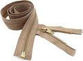 #5 Brass Medium Weight Beige Metal Separating YKK Jacket Zipper