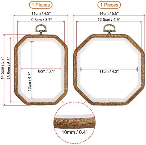 PATIKIL 4 Pieces Embroidery Hoops Set Imitated Wood Frame Circle Oval