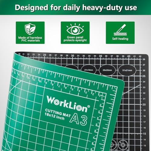 Worklion Self Healing Craft Mat: 18"x12" Rotary Cutting Mat for