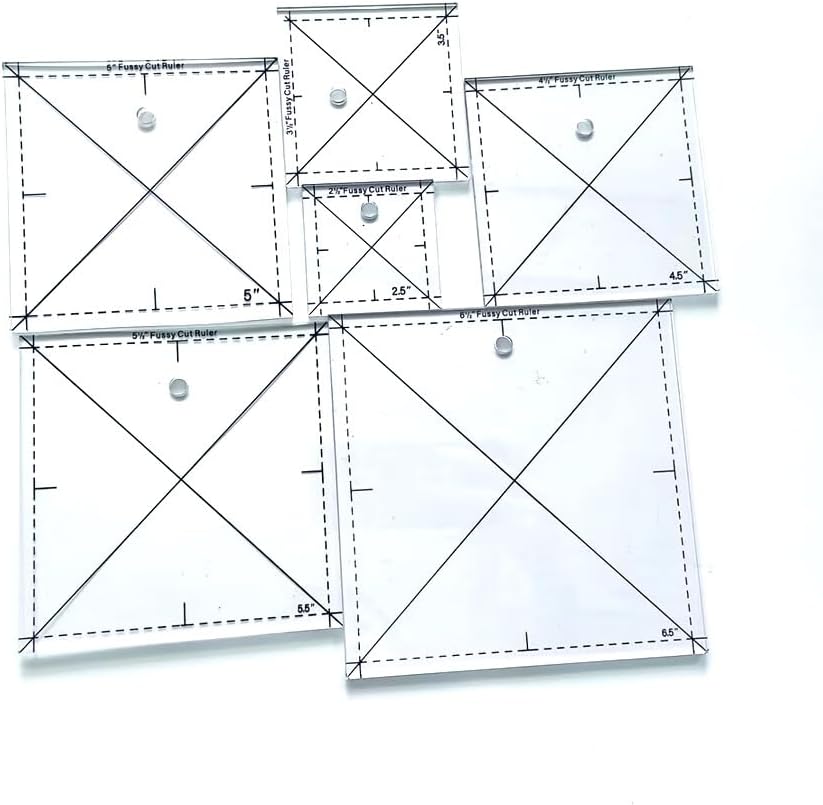 6Pcs Acrylic Quilting Ruler, The Complete Fussy Cut Ruler Set for