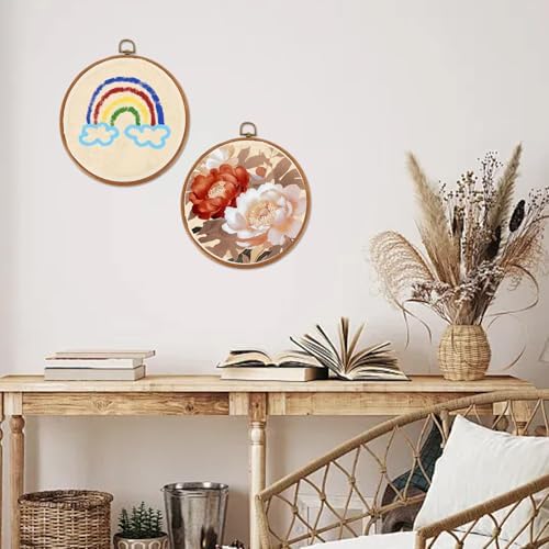 MUXHEL 10PCS 8 Inch Embroidery Hoops, Imitated Wood Plastic Cross