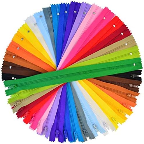 100 Pieces Nylon Coil Zippers, 12 Inch Colorful Sewing Zippers