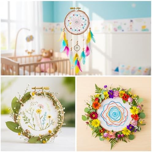 Josojoou 2Pcs Cross Stitch Hoop 3Inch Small Embroidery Hoop Round