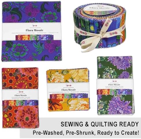 Soimoi Flora Mosaic 10-Inch Cotton Precut Squares – 40 Pack