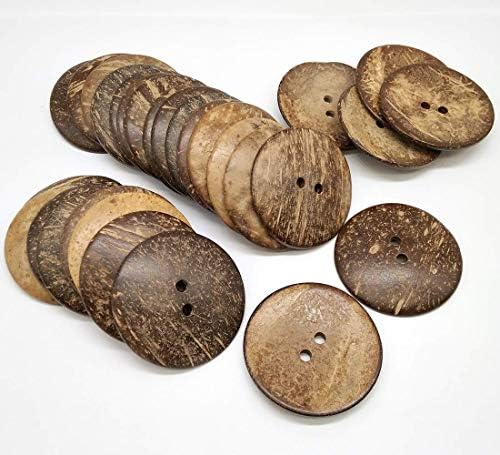 30pcs 50mm 2-Hole Big Natural Coconut Buttons Round Sewing Brown