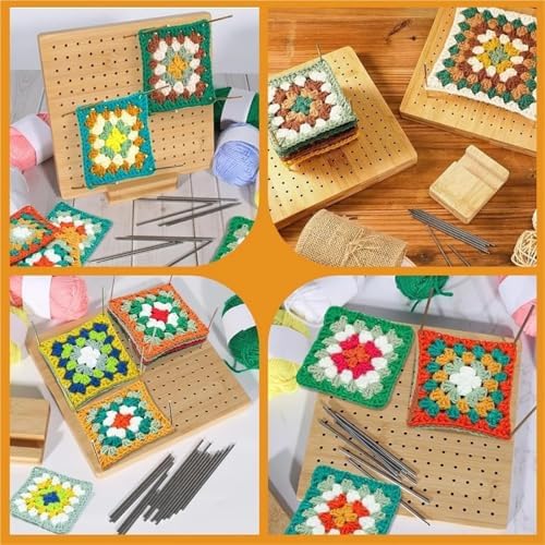 JTJIYN 1PCS Wood Crochet Blocking Board Kit with Stainless Steel Rod