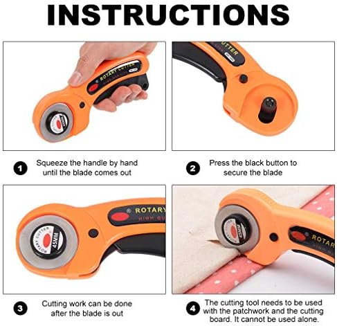 Rotary Cutter with 5 Pcs 45mm Rotary Spare Blade Refill Set - Alloy