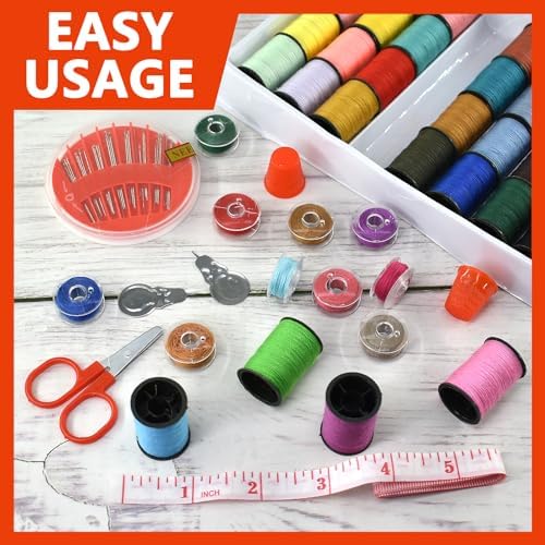 Sewing Kit with 100 Basic Sewing Accessories, 64 Spools of Thread Mini