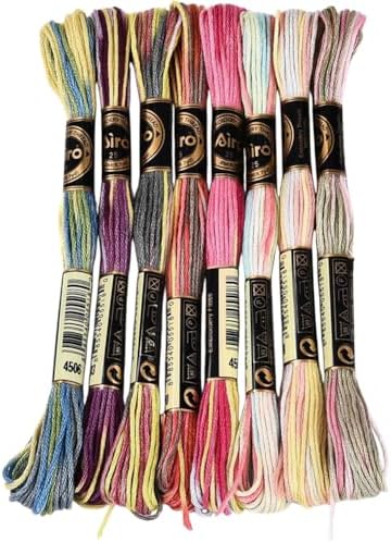8 Skeins 70 Yards 6 Ply Variegated Cross Stitch Floss Polyester
