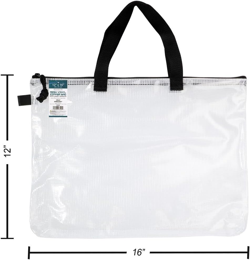 PRO ART Mesh & Vinyl Zipper Bag W/Handle 12x16