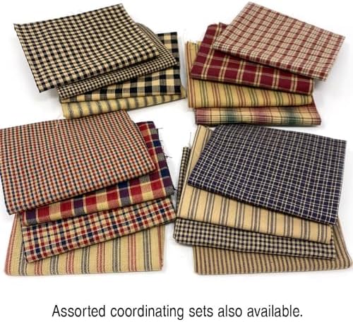 Set of 4 Fat Quarters, Heritage Navy Blue Assorted Plaid Gingham