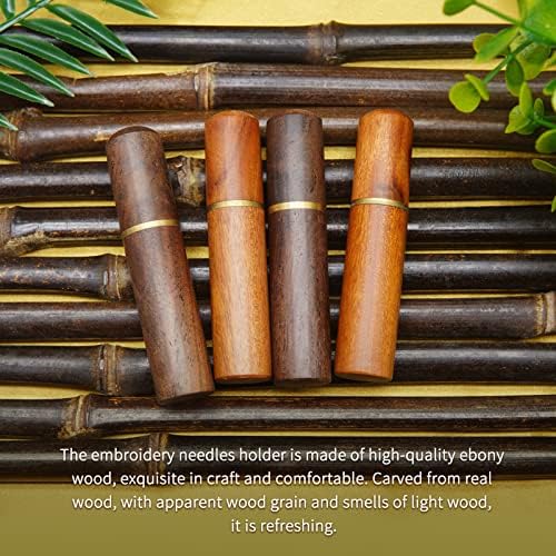 Yuchew Needle Case Sewing Needle Holder Portable Wooden Embroidery