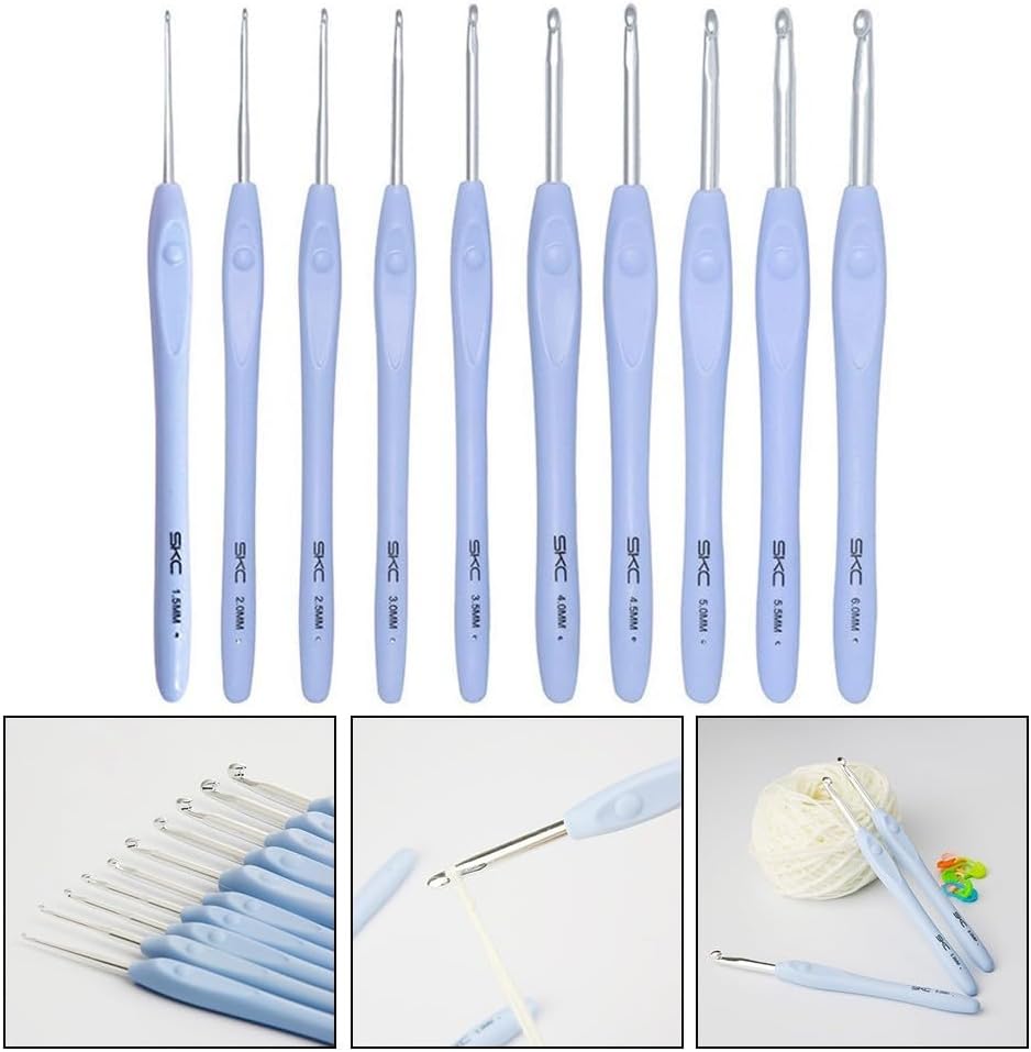 Ergonomic Crochet Hook Set Soft Grip Aluminum Needles