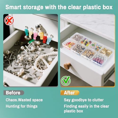 RAINFLOW 30 Bead Organizer Box - Clear Plastic Storage Containers with
