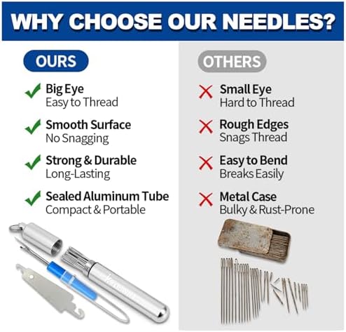 Sewing Needles, Embroidery Needles with Large Eye, 25 Pcs Hand Sewing