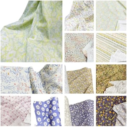 12 Pcs 100% Cotton Floral Fat Quarter Bundle, 18 x 22, 105GSM