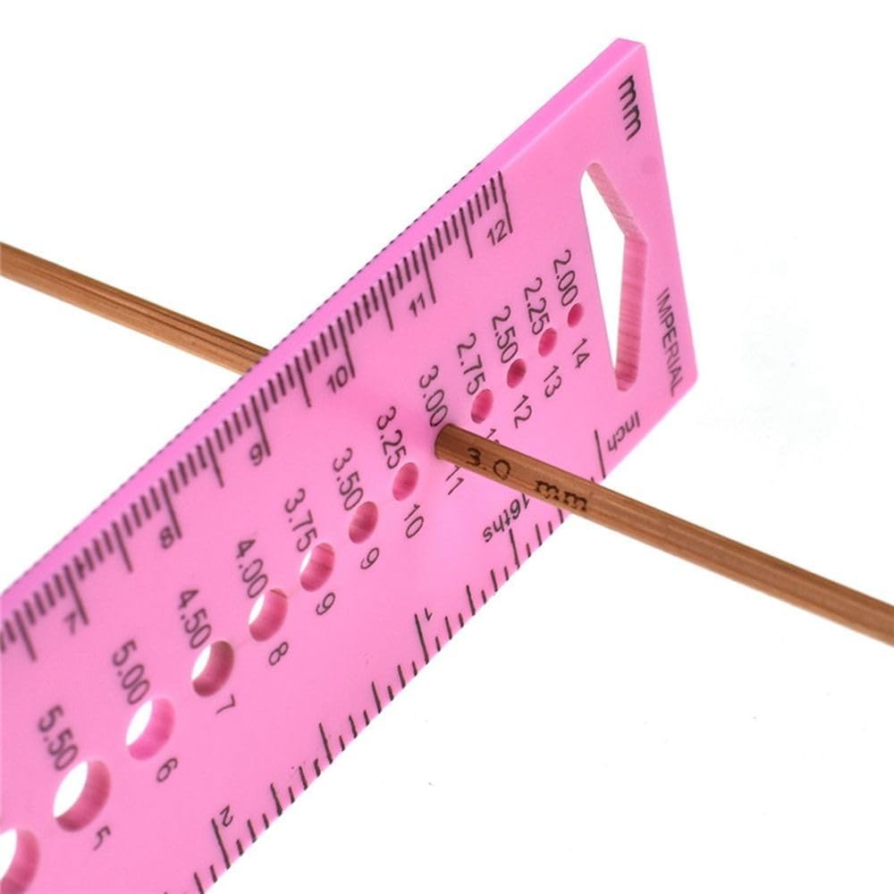 1PCS Plastic 2.0mm-10.0mm Crochet Hook Measure Ruler,All in One