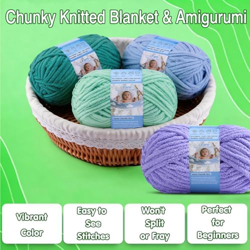 Super Bulky Blanket Yarn for Crocheting - 2 Pack of 200g/7.05oz