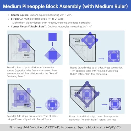 Acrylic Pineapple Block Quilting Ruler Set, Multi-Size Quilt Template