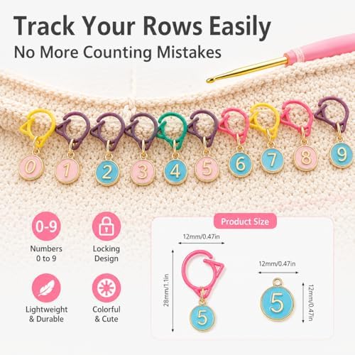 Blingcute 20-Piece Cat Numbered Stitch Markers for Crochet and