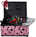SINGER 07276 Sewing Basket with Sewing Kit Accessories, Pink & Black