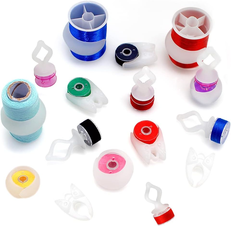 Fbshicung 60pcs Semi Clear Silicone Thread Spool Savers, Includes 20