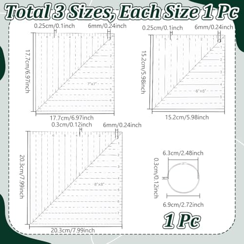 NBEADS 3 Pcs Square Up Ruler, 6/7/8Inch Transparent Acrylic Sewing
