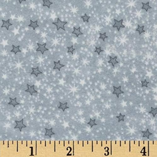 Comfy Flannel Stars Grey, Fabric by the Yard