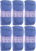 ThreadArt Cotton Crochet Yarn, Fine #2 Sport, 6 Pack 165yd, Periwinkle