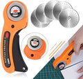 Rotary Cutter with 5 Pcs 45mm Rotary Spare Blade Refill Set - Alloy