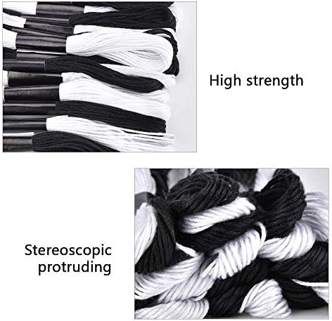 XLSFPY Black & White Cotton Embroidery Floss – 24 Skeins