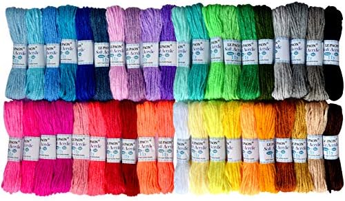 LE PAON 40 Colors Acrylic Yarn Skeins | Total of 440 Yards Craft Yarn