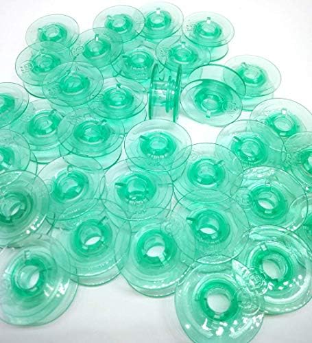 HONEYSEW 100pcs Clear Green Bobbins Compatible with Viking Husqvarna