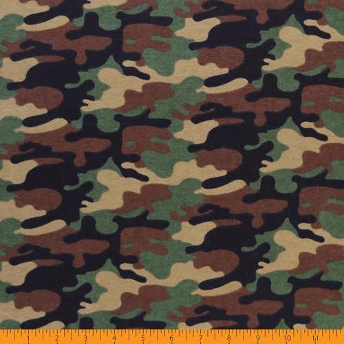 Mook Fabrics Camo Flannel Fabric [43in. Wide], Army Cut by The Yard