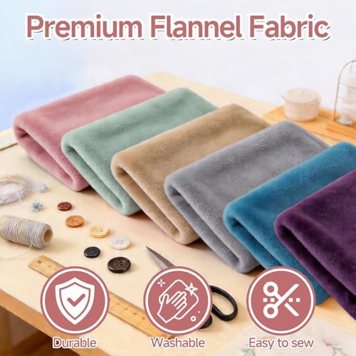 6 PCS 19''×19'' Flannel Fabric Pre-Cut Patchwork Squares Quilting