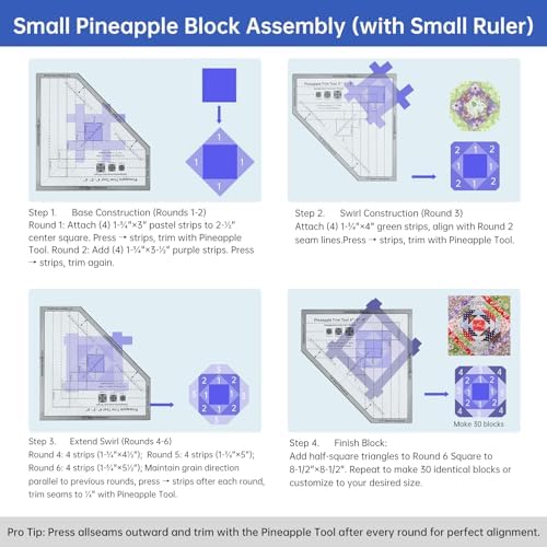 Acrylic Pineapple Block Quilting Ruler Set, Multi-Size Quilt Template