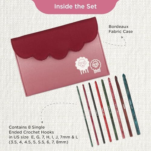 KnitPro Dreamz Deluxe Single-Ended Crochet Hook Set | 8 US Sizes
