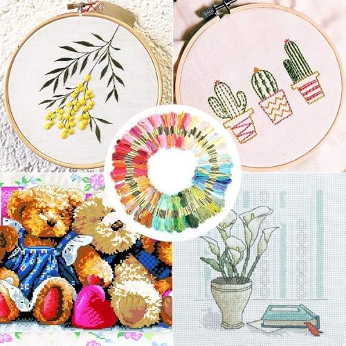 200 Color Embroidery Thread, Embroidery Floss Skeins Cotton Rainbow