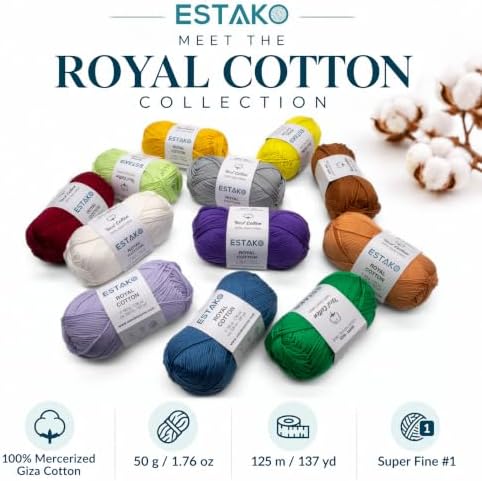 Estako Royal Cotton, 100% Mercerized Giza Cotton Yarn, Baby Pink