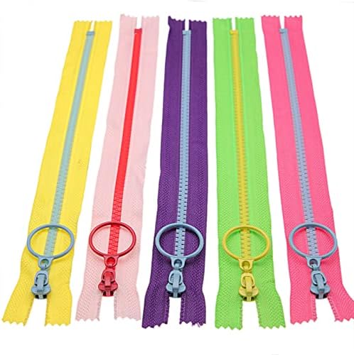 #5 Plastic Zippers with Lifting Ring Pull,10 PCS 12 Inch (30CM),Closed