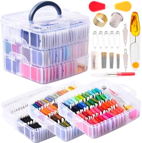 Embroidery Floss Kit with Organizer Box, 110 Colors Plus 24 Black and
