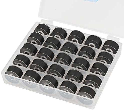 Simthread 25pcs Size A SA156 60WT Prewound Bobbin Thread - Black